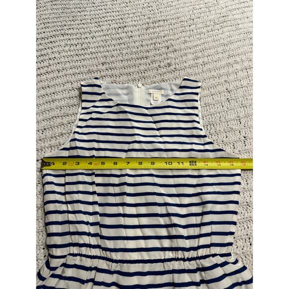 J. Crew Nautical Dress Silk Elastic Waist Striped Size 0 Blue White Sleeveless - Picture 4 of 10